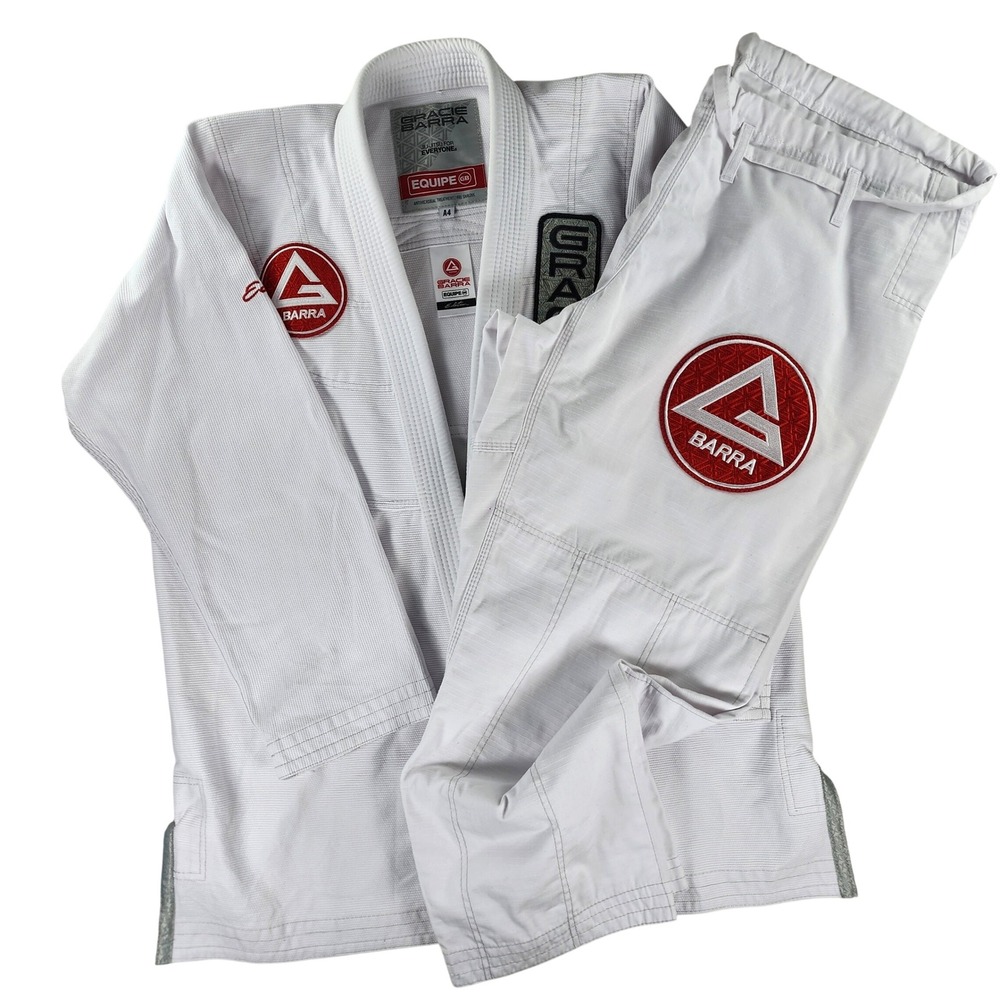 Gracie Barra Equipe GB1 Jiu Jitsu A4 White Gi Uniform Set Adult Unisex 2 Pieces